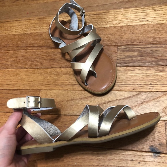 Strappy Gold Sandals - Picture 1 of 4